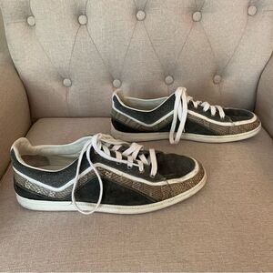 Gucci Python Snake Skin And Suede Low Top Trainner Sneakers Size 9.5